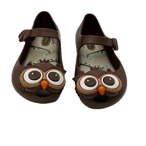 Mini Melissa Ultragirl brown Owl Mary Jane‎ Shoes Toddler Girls Size 7